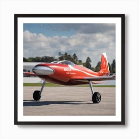 Red Plane On Runway Art Print
