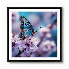 Butterfly On A Cherry Blossom 1 Art Print
