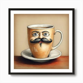 Coffee Cup With Mustache 3 Art Print