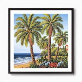 Palm Trees On The Beach 2 Art Print