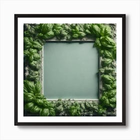 Picture Frame With Basil Leaves Art Print