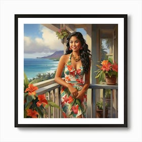 Hawaiian Girl art print 3 Art Print