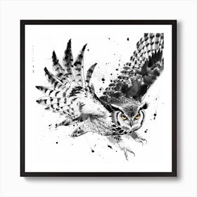 Owl Ink Painting Art Print