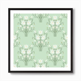 Daisies On A Green Background Art Print