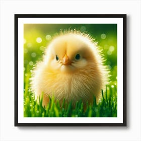 Cute Baby Chick In Grass Wall Art Print Art Print