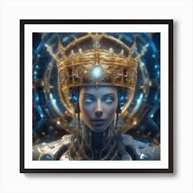 Futuristic Woman With Crown Art Print