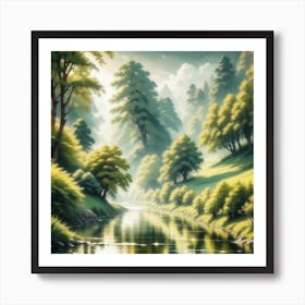 River In The Forest 67 Art Print