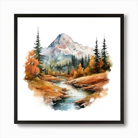 Watercolor Of A Mountain Stream 11 Art Print