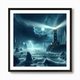 Lighthouse At Night 6 Art Print