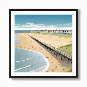 Southwold Beach Suffolk Mediterranean Style Illustration 1 Art Print