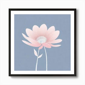 A White And Pink Flower In Minimalist Style Square Composition 737 Art Print