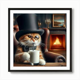 Cat In Top Hat 5 Art Print