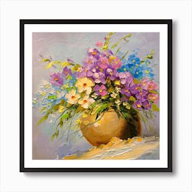 Bouquet of meadow flowers in a vase Art Print