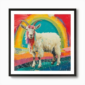 Kitsch Rainbow Goat Collage 1 Art Print