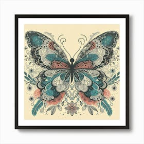 Illustration lace butterfly Art Print