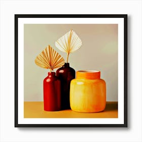 Free photo close up arrangement of modern vases Art Print