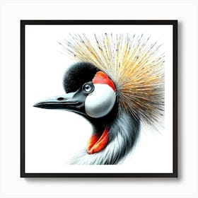 Crowned Crane Color Drawing - Wild Bird Artwork 156 Art Print