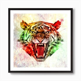 Tiger Art Illustration In A Photomontage Style 01 Art Print