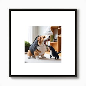 Dog And Corgi Art Print