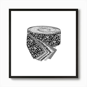 Floral Jelly Roll Fabric Black and White Art Print