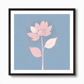 A White And Pink Flower In Minimalist Style Square Composition 36 Art Print