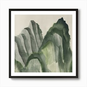 Japanese Watercolour Of Mount Myogi 2 Art Print