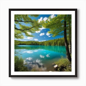 Lake Surrounded By Trees Art Print