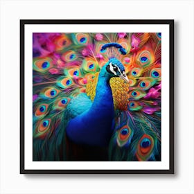 Peacock With Colorful Feathers 2 Art Print