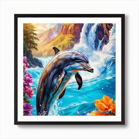 Dolphin In The Water 3 Art Print