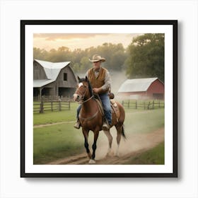 Default The Traditional American Farmer Rides A Horse In The M 0 1 Art Print