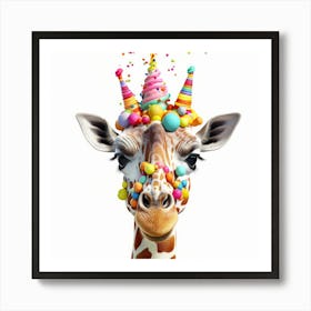 Birthday Giraffe 10 Art Print