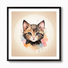 Watercolor Kitten Portrait Art Print