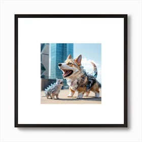 Dog Dressed As A Dinosaur Art Print