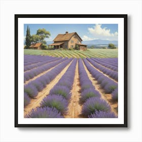 Lavender Field paintings art print 3 Art Print