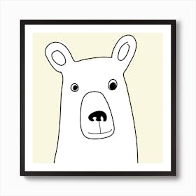 Bear in a Yellow Square Line Art Print