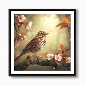 Bird Perched On A Branch Art Print