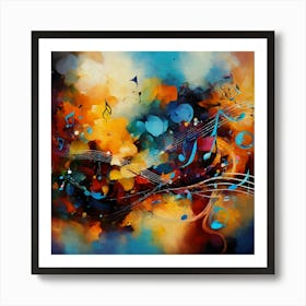 Colorful Music Notes Background Art Print