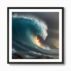 Ocean Wave Breaking Art Print