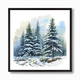 Watercolor Winter Scene 1 Art Print