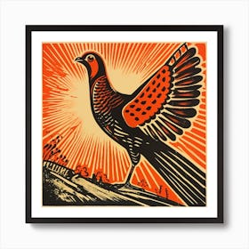 Retro Bird Lithograph Pheasant 3 Póster