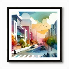 Modern City Background Art Print