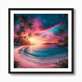 Beach Sea Nature Ocean Sunset Happy Sky Travel Sun Water Art Print