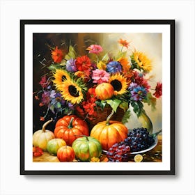 Retro Pumpkin Patch Serenity Art Print