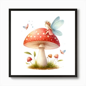 Fairy On A Mushroom Art Print