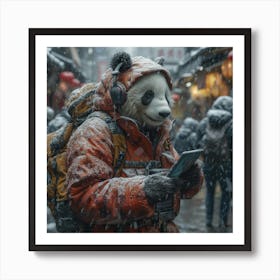 Panda Bear In The Snow Art Print