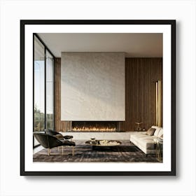 Modern Geometric Fireplace Sleek Lines Sharp Angles Accentuated By Brass Elements Positioned Cen Art Print