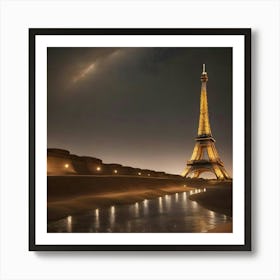 Eiffel Tower At Night Art Print