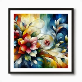 Flowers oil painting abstract painting art 1 Art Print