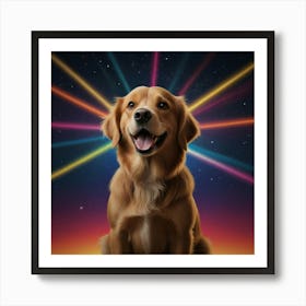 Golden Retriever In Space Art Print