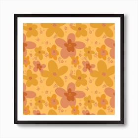 Flower Pattern Creamsicle Art Print